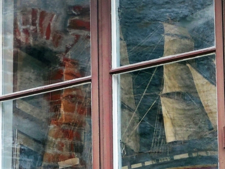 ship in window in Visby Sweden
