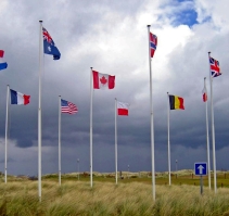Flags Canadian war museum and memorial Juno Beach